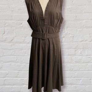 SCANLAN & THEODORE - Cotton Belted Sleeveless Brown Lined Dress Size 12 EUC